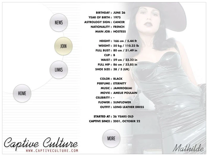 Captive Culture - Biography Page - Model : Mathilde